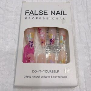 False nail professional do it yourself press on‎ nail floral long